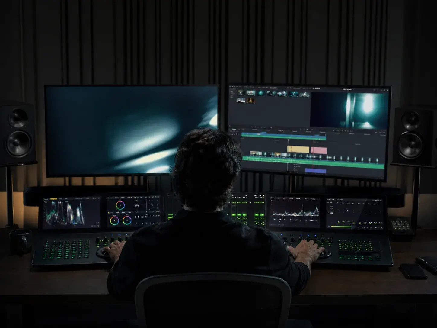 Editor working in a professional colour and editing suite