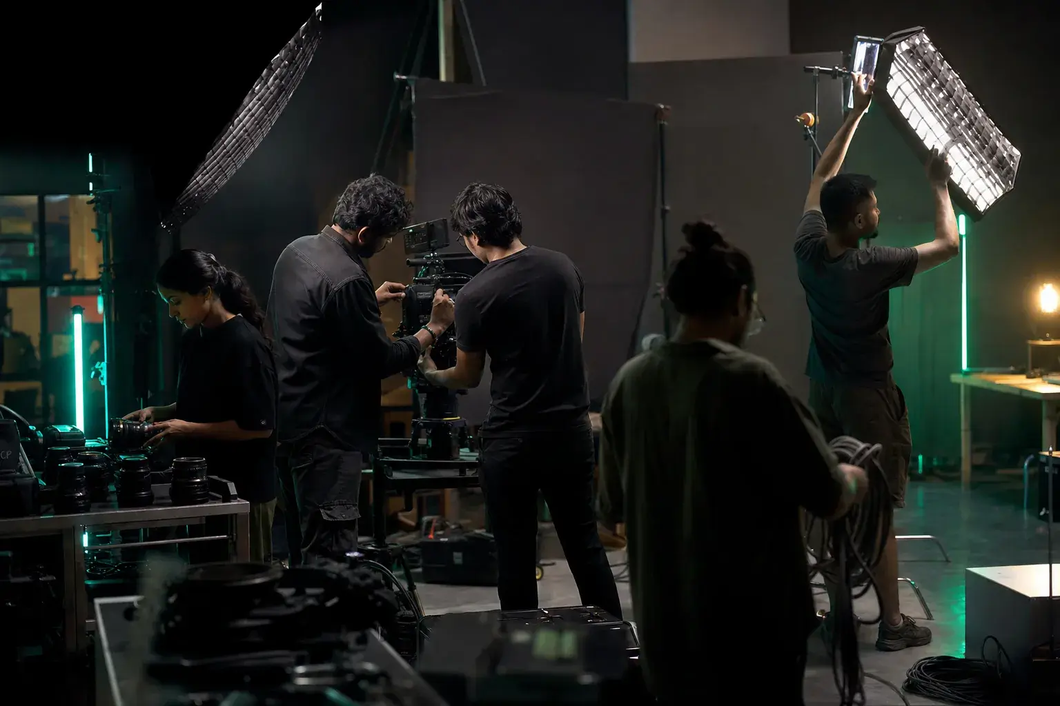 Film production equipment prepared for a shoot
